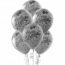 Gümüş Happy Birthday Balon